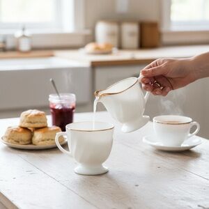 Vintage Fire King Anniversary Swirl Anchor Hocking Sugar Bowl and Creamer